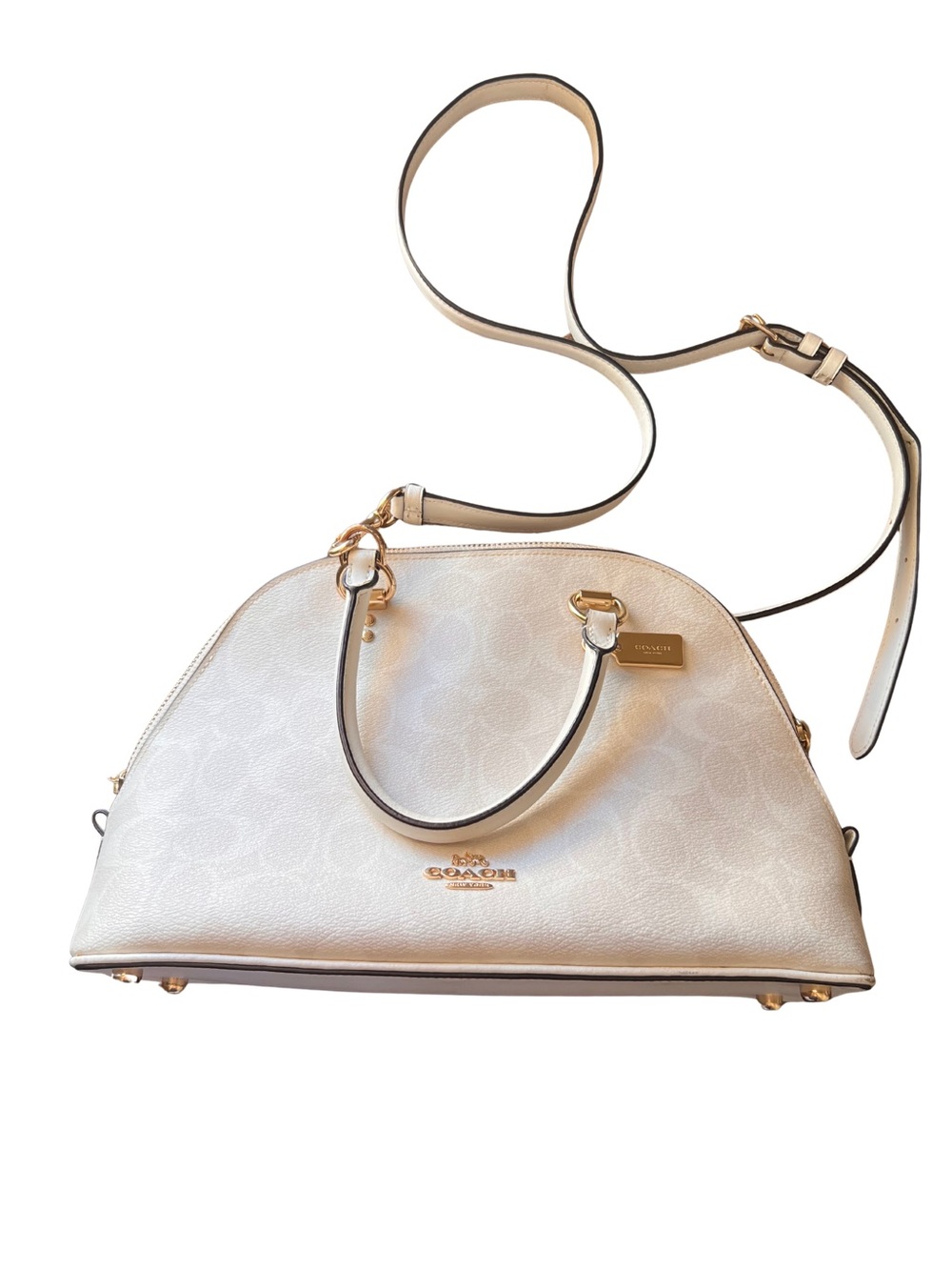 Coach Cream Dome Satchel with Gold Hardware